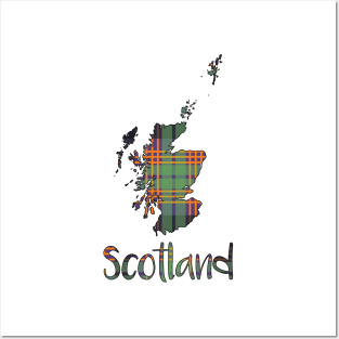 Scotland Halloween Coloured Tartan Map Typography Design Posters and Art